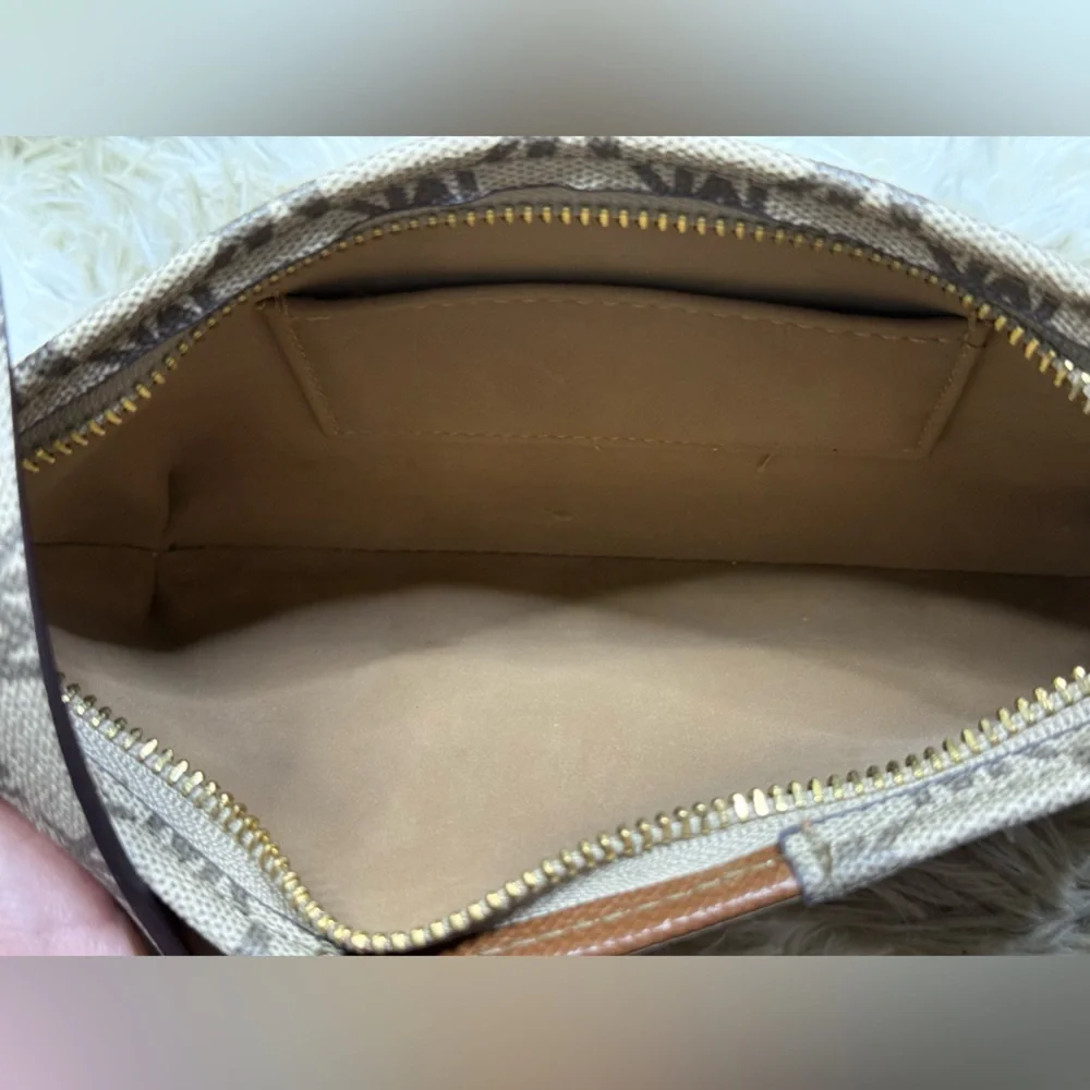 Michael Kors Tan and Brown Monogram Belt Bag